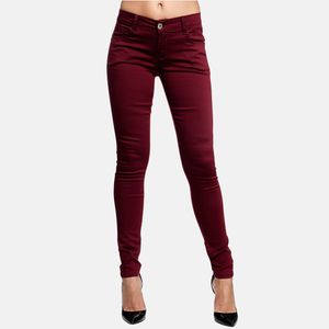 Elara Damen Stretch Hose  Jeans Push Up  Y 5104-1 Bordeauxrot-42 (XL)