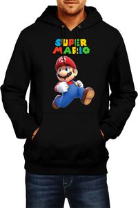 Mario Runing Herren Kapuzenpullover Sweatshirt Super Mario Bros Luigi Bowser, L / Schwarz