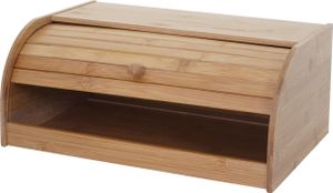 Brotkasten HWC-B80, Brotkiste Brotbehälter Brotkorb Brotaufbewahrung, Bambus Rolldeckel  17x40x28cm, ohne Schublade