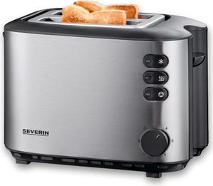 Automatik-Toaster Brötchen-Röstaufsatz SEVERIN AT 2514 2 Scheiben AT 2514 aus Edelstahl, gebürstetschwarzsilber Toaster Toaster Langschlitz Toaster Schwarz Toaster Edelstahl