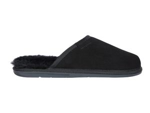 Vanuba - Pánské pantofle Soay Modern Slippers Genuine Leather Lambskin Natural Wool M008 Black, Velikost 44 EU