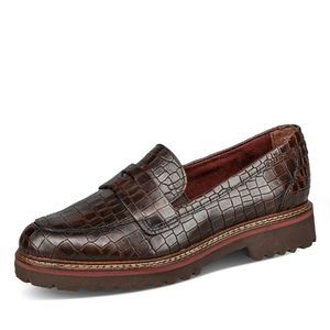Damen Slipper  MOCCA CROCO braun von TAMRIS aus Leder von Größe 36 bis 41