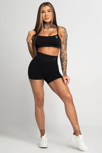 Gym Glamour Seamless Shorts - Damen Fitness Shorts Nahtlos - Farbe: Black, Größe: S
