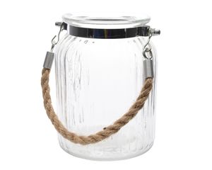 Windlicht Glas mit Jute - Henkel 14.5cm klar transparent