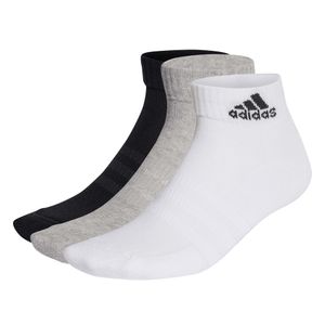 skarpety adidas unisex quarter, 3-pack - Cushioned Sportswear Ankle, logo, wyściełane, jednokolorowe czarny/szary/biały 40-42