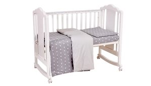 Baby-Bettwäsche 3tlg.Bettset 120x60 stars grau mit Decke, Lacken und Kissenbezug