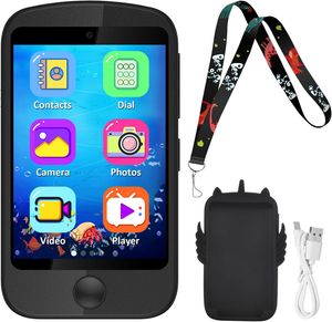 Dětské chytré hodinky s funkcí volání, 2,8" dotykový displej, dětský mobilní telefon Smartphone s fotoaparátem, hudebním přehrávačem, logickými hrami, s 8G SD kartou, pro děti, chlapce, dívky, černá barva
