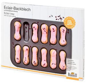 IRKMANN 12er Eclair-Backblech, L 35 x B 27 cm, Mit Antihaftbeschichtung, hochwertiger Karbonstahl,