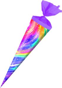 Schultüte / Länge: 35cm / rund / "Rainbow"