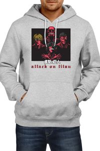 Titans Attack Herren Kapuzenpullover Bluza Manga Japan Anime Animation Comics Gift , MAN L / Grau