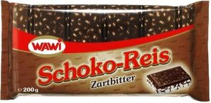 WAWI Schoko Reis Tafel in Zartbitter Schokolade 200g 8er Pack