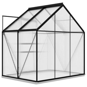 vidaXL Anlehngewächshaus Anthrazit Aluminium 2,47 m²