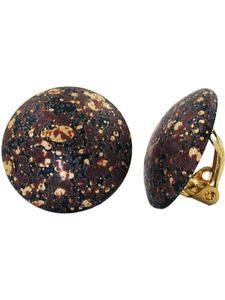 Clip Ohrring 20mm schwarz-braun-gold-gefleckt Kunststoff-Bouton mehrfarbig 20mm