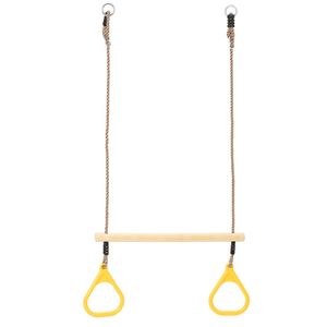 TRIBECCO Trapezschaukel mit Griffen & verstellbarem Seil – für Kinder ab 3 Jahren, bis 70 kg (Gelb)
