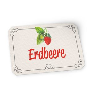 itenga 50 x Marmeladen Etikett Erdbeere 4,5x3cm Landhausstil