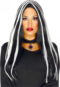 Gesträhnte Hexen-Langhaaperücke als Kostümzubehör für Halloween, Fasching & Gothic-Fans