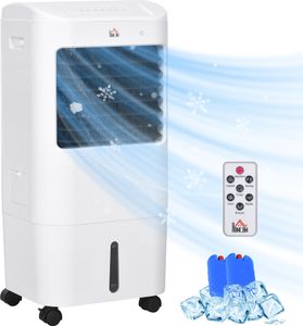 HOMCOM 3 in 1 Mobile Klimaanlage mit Luftbefeuchtung Wasserkühlung 15L 60° oszillierendes Klimagerät mit 7,5h Timer, für 20 ㎡ Weiß 37 x 32 x 78 cm HOMCOM 3 in 1 Mobile Klimaanlage mit Luftbefeuchtung Wasserkühlung 15L 60° oszillierendes Klimagerät mit 7,5h Timer, für 20 ㎡ Weiß 37 x 32 x 78 cm