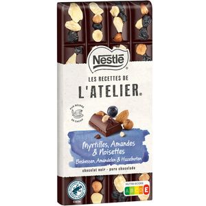 Dunkle Schokolade LATELIER  170 g aus Mandel, Heidelbeere, Haselnuss,
