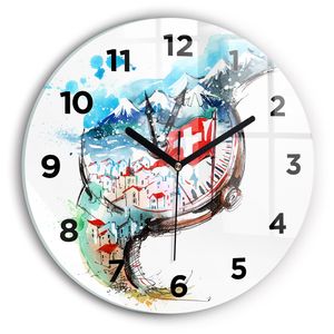 Wallfluent Wanduhr – Stilles Quarzuhrwerk - Uhr Dekoration Wohnzimmer Schlafzimmer Küche - Zifferblatt - schwarze Zeiger - 30 cm - Schweizer Uhr