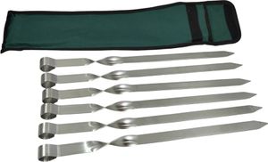 6 Adana Kebab Grillspieße aus Edelstahl - Klassisch - Stärke 2 mm Länge 40 cm Breite 2 cm Fleisch-Spieße Lula Lulu Tschelo Köfte