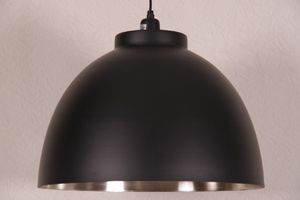 Casa Padrino Hängeleuchte Deckenleuchte Schwarz / Innen vernickelt 45cm Durchmesser - Industrie Lampe Hänge Leuchte