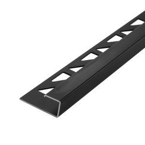 Dalsys Fliesenschiene Eckprofil Quadratprofil Aluminium (eloxiert) Schwarz Höhe 10mm, Länge 250cm, Fliesenprofil