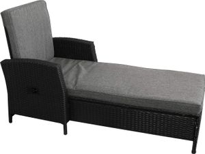 Gartenliege Rattan Optik schwarz 195 x 74 x 94 cm inkl. Polsterkissen Relax Liege