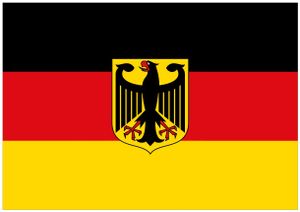 Wallario Poster - Deutsche Flagge mit Wappen, Größe: 70 x 100 cm