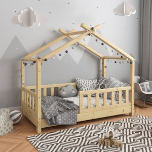 Vitalispa Domečková postel Design, 70x140 cm, Přírodní dřevo