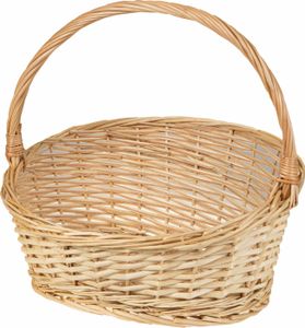 SIDCO Geschenkkorb Weide Präsentkorb oval Korb mit Henkel geflochten Weidenkorb 40x35cm