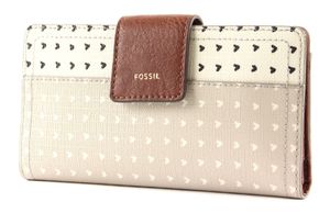 FOSSIL Geldbörse Logan RFID Tab Wallet Hearts beige mehrfarbig