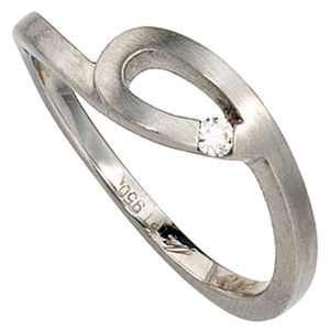 JOBO Damen Ring 950 Platin mattiert 1 Diamant Brillant 0,04ct. Größe 54