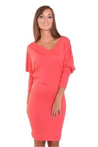 Damen Kleid Mini-Kleid mit Fledermaus Ärmel; Koralle S/M 36/38