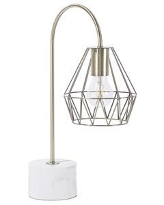 BELIANI Tischlampe Gold Metall 50 cm Glühbirnen-Optik Schirm Diamantform Lampenfuß Marmoroptik Kabel mit Schalter Bogenlampe Modernes Design