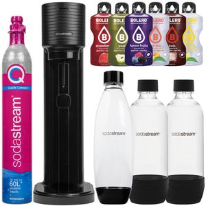 SodaStream Wassersprudler Gaia Titan Black + 3 Schwarze 1L Flaschen + Bolero