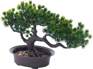 Künstliche Bonsai Zimmerpflanze  Kunstbaum Plastik Pflanze Grün für Büro Zuhause Dekoration Desktop Display