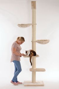 animal-design XXL Katzen-Kratzbaum ATLAS für große schwere Katzen  stabil massiv Deckenspanner, Farbe:beige