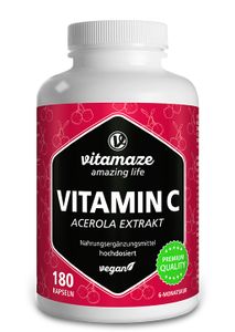 Vitamin C 160 mg aus Acerola Extrakt, 180 vegane Kapseln