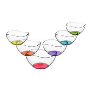 LAV 6tlg Glasschalen Coral Vira mit farbige Boden Schalen Glasschale Dessertschale farbige Glasschale Vorspeise Glas Gläser 215ml