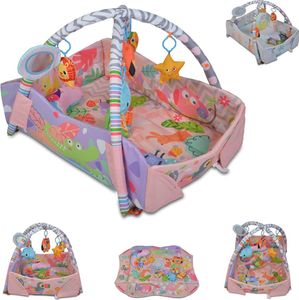 Moni Spielcenter 2 in 1 Oase Krabbeldecke Kissen Spielbogen Spielzeuge Bällebad pink