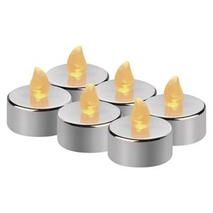 EMOS LED-Teelichter silber, 6 Stück flammenlose Kerzen mit Flacker-Effekt, IP20 für Innen, mit Batterie, warmweiß, DCCV12