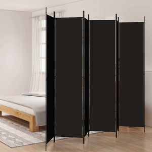 vidaXL 6-częściowy parawan składany czarny 300x220 cm tkanina vidaXL 6-częściowy parawan składany czarny 300x220 cm tkanina