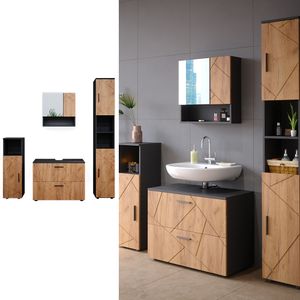 Vicco Koupelnový nábytek 4dílná sada Irma Anthracite Oak Materiál dřevo