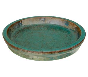 Dehner Blumentopf-Untersetzer, rund, Ø ca. 31 cm, Keramik, glasiert, grün