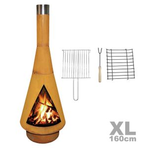 YERD Gartenkamin Terrassenkamin Denver XL 160cm mit Grillrost Outdoorofen