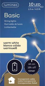Lumineo Batterie LED Lichterkette 130 cm 10 Lichter warmweiß