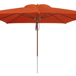 anndora Sonnenschirm mit Holz 4x4m eckig Terracotta - Winddach - UV-Schutz - Quadratischer Marktschirm mit Holz - Stoff waschbar - Terracotta