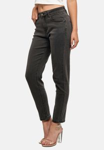 Damen Denim Mom Jeans Streght Leg High Waist Casual Five Pocket, Farben:Grau, Größe:42