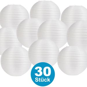 30 Stück Weiß Papier Laterne Durchmesser 20 cm (ohne LEDs) Papier Lampions outdoor Papierlaterne Lampenschirm Hochtzeit Party Deko