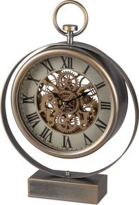 formano Standuhr antik mit sichtbar beweglichen goldenen Zahnrädern 42cm Metall